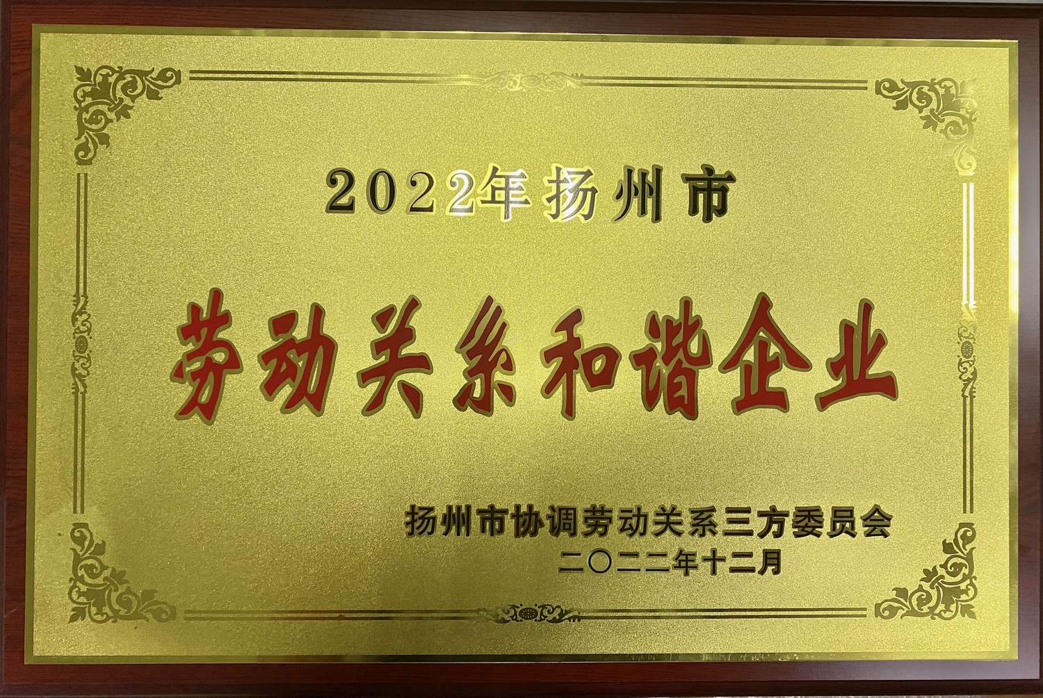 喜訊！江蘇帝一集團榮獲“2022年揚州市勞動關系和諧企業”稱號(圖2)